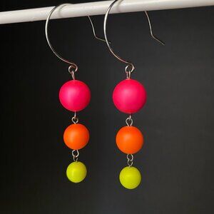 Handmade Swarovski Pearls 80s-like Neon Earrings
